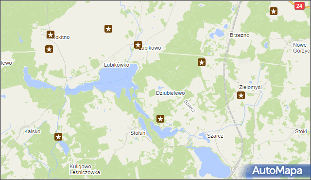 mapa Dziubielewo, Dziubielewo na mapie Targeo