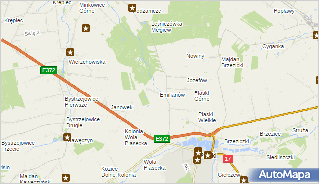 mapa Emilianów gmina Piaski, Emilianów gmina Piaski na mapie Targeo