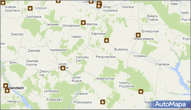 mapa Ferdynandów gmina Adamów, Ferdynandów gmina Adamów na mapie Targeo