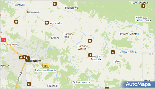 mapa Folwarki Wielkie, Folwarki Wielkie na mapie Targeo