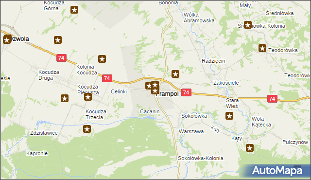 mapa Frampol powiat biłgorajski, Frampol powiat biłgorajski na mapie Targeo
