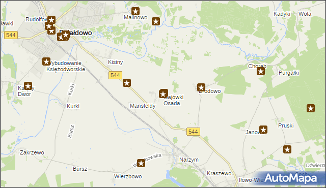 mapa Gajówki Osada, Gajówki Osada na mapie Targeo