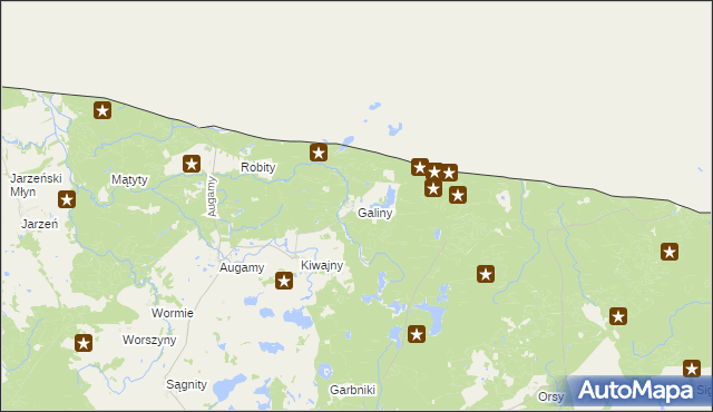 mapa Galiny gmina Górowo Iławeckie, Galiny gmina Górowo Iławeckie na mapie Targeo