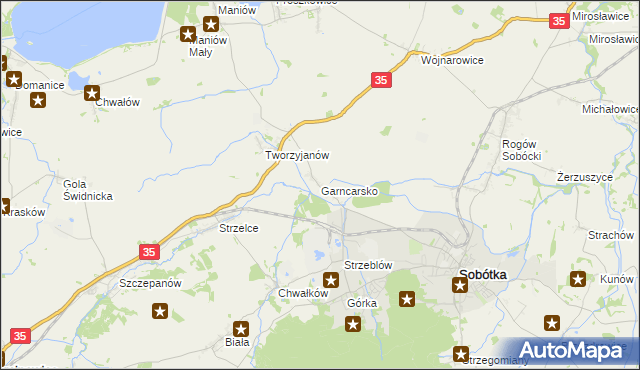 mapa Garncarsko gmina Sobótka, Garncarsko gmina Sobótka na mapie Targeo