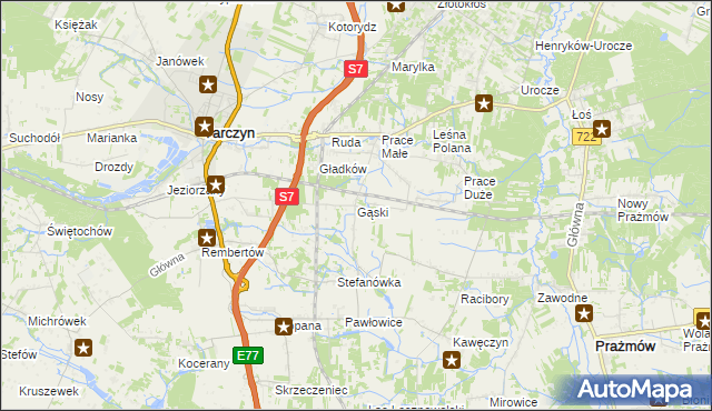mapa Gąski gmina Tarczyn, Gąski gmina Tarczyn na mapie Targeo