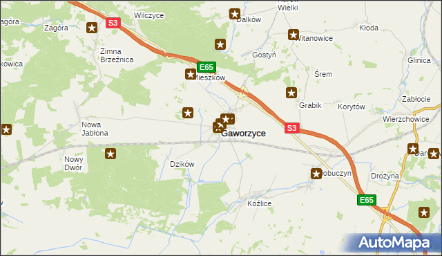 mapa Gaworzyce, Gaworzyce na mapie Targeo