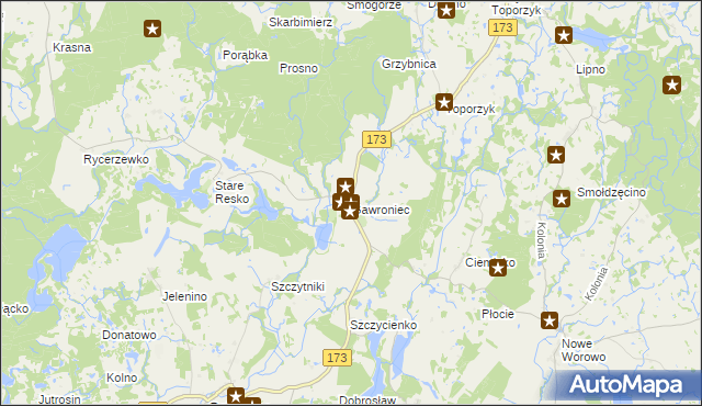 mapa Gawroniec gmina Połczyn-Zdrój, Gawroniec gmina Połczyn-Zdrój na mapie Targeo