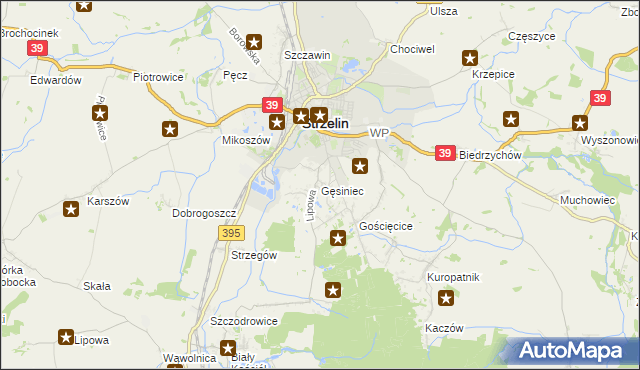 mapa Gęsiniec, Gęsiniec na mapie Targeo