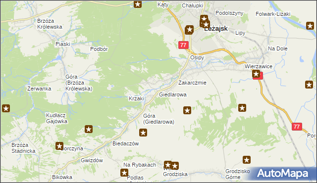 mapa Giedlarowa, Giedlarowa na mapie Targeo