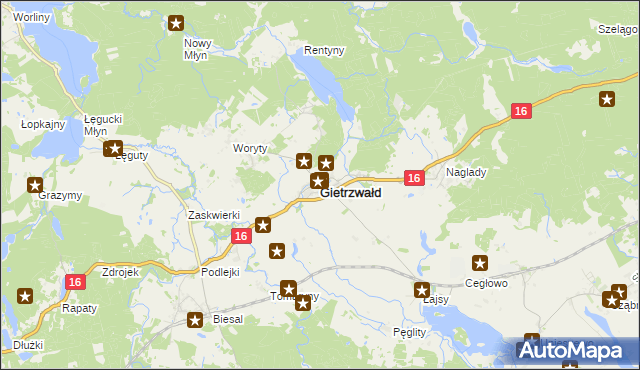 mapa Gietrzwałd, Gietrzwałd na mapie Targeo