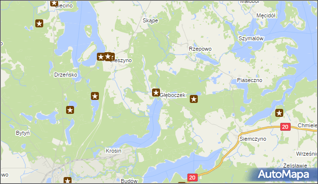 mapa Głęboczek gmina Czaplinek, Głęboczek gmina Czaplinek na mapie Targeo
