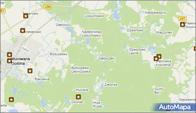 mapa Głęboczek gmina Murowana Goślina, Głęboczek gmina Murowana Goślina na mapie Targeo