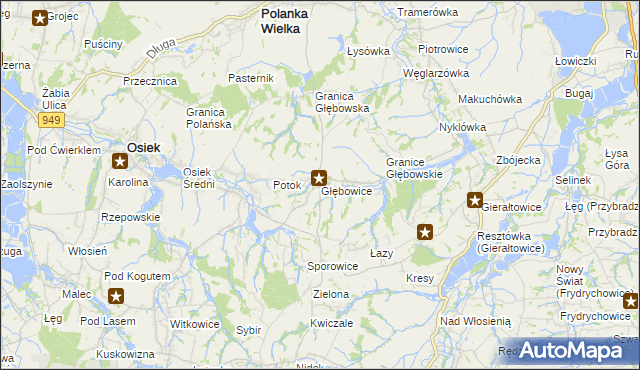 mapa Głębowice gmina Osiek, Głębowice gmina Osiek na mapie Targeo
