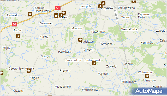 mapa Gliczyn, Gliczyn na mapie Targeo