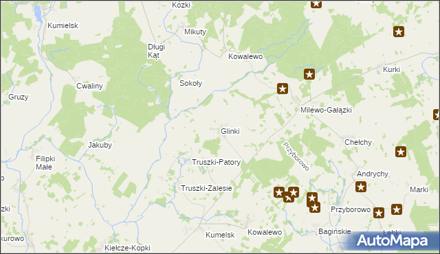 mapa Glinki gmina Kolno, Glinki gmina Kolno na mapie Targeo