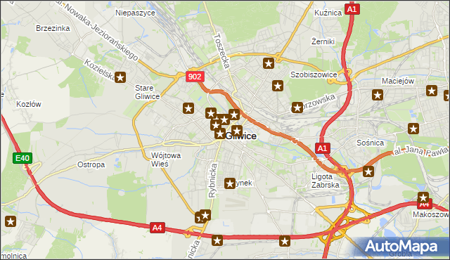 mapa Gliwic, Gliwice na mapie Targeo