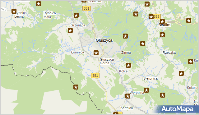 mapa Głuszyca Górna, Głuszyca Górna na mapie Targeo