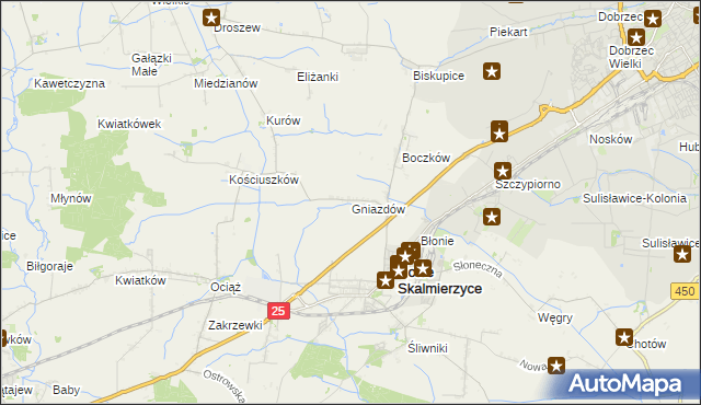 mapa Gniazdów gmina Nowe Skalmierzyce, Gniazdów gmina Nowe Skalmierzyce na mapie Targeo