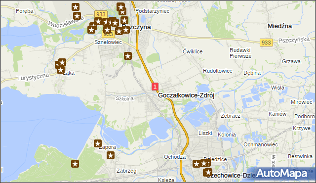 mapa Goczałkowice-Zdrój, Goczałkowice-Zdrój na mapie Targeo