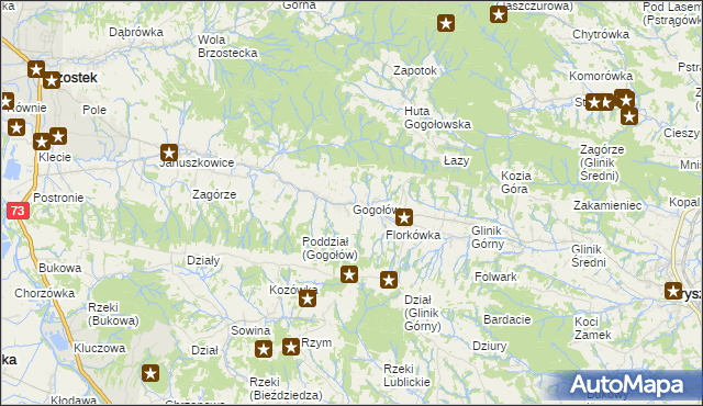 mapa Gogołów gmina Frysztak, Gogołów gmina Frysztak na mapie Targeo