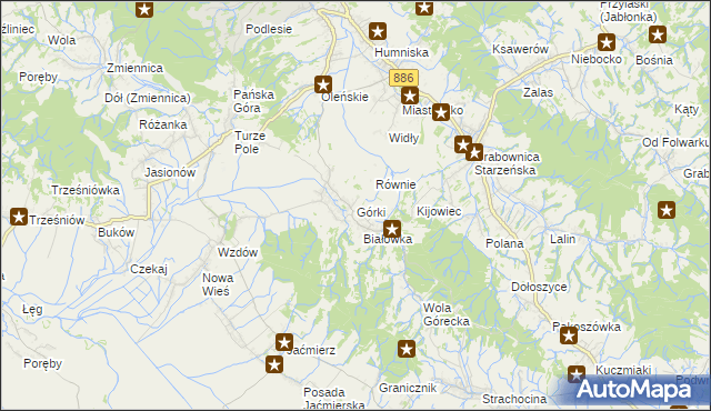 mapa Górki gmina Brzozów, Górki gmina Brzozów na mapie Targeo