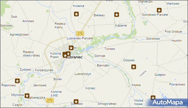 mapa Górniak gmina Lubraniec, Górniak gmina Lubraniec na mapie Targeo
