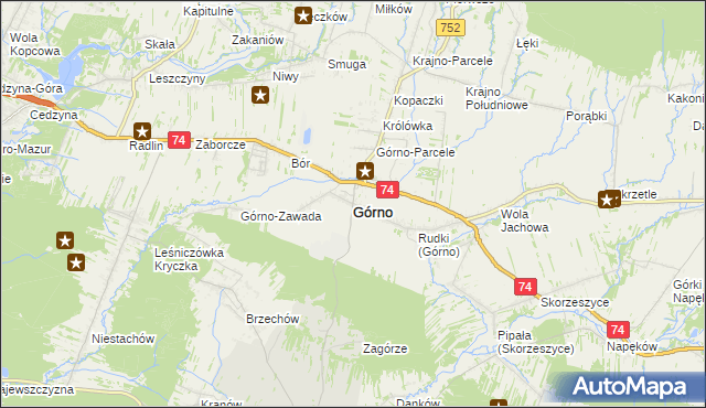 mapa Górno powiat kielecki, Górno powiat kielecki na mapie Targeo
