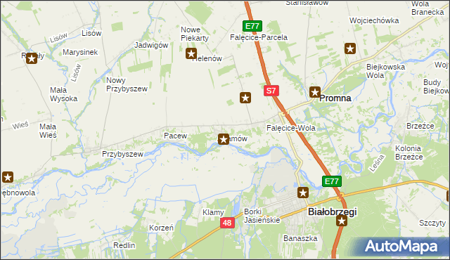 mapa Góry gmina Promna, Góry gmina Promna na mapie Targeo