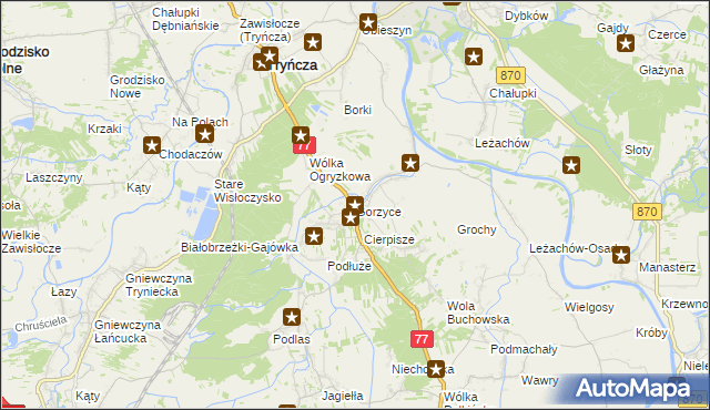 mapa Gorzyce gmina Tryńcza, Gorzyce gmina Tryńcza na mapie Targeo