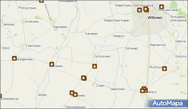 mapa Gorzykowo, Gorzykowo na mapie Targeo