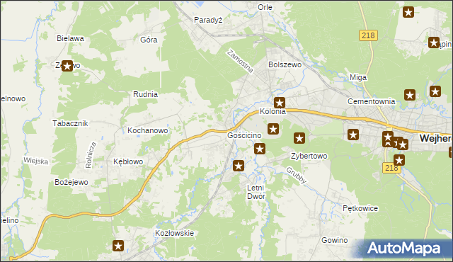 mapa Gościcino, Gościcino na mapie Targeo