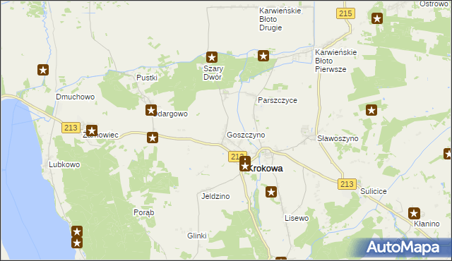 mapa Goszczyno gmina Krokowa, Goszczyno gmina Krokowa na mapie Targeo