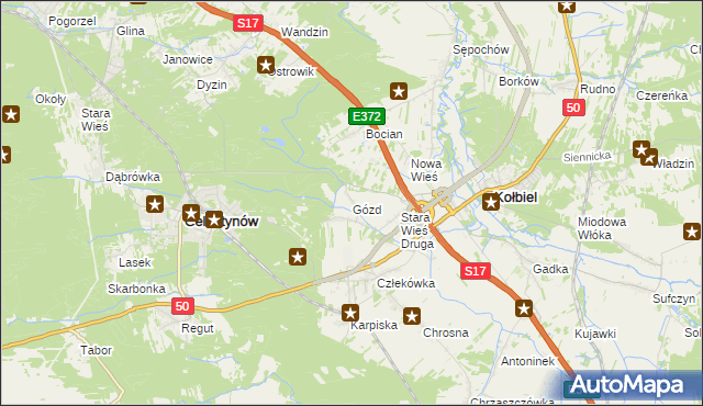 mapa Gózd gmina Kołbiel, Gózd gmina Kołbiel na mapie Targeo