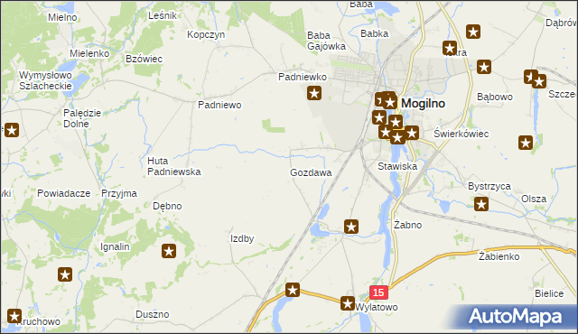 mapa Gozdawa gmina Mogilno, Gozdawa gmina Mogilno na mapie Targeo