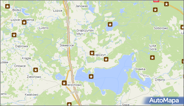 mapa Grąbczyn gmina Szczecinek, Grąbczyn gmina Szczecinek na mapie Targeo