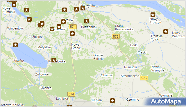 mapa Grabie Polskie, Grabie Polskie na mapie Targeo