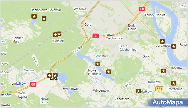 mapa Grabina gmina Łąck, Grabina gmina Łąck na mapie Targeo