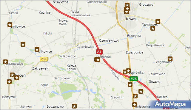 mapa Grabkowo, Grabkowo na mapie Targeo