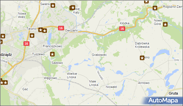 mapa Grabowiec gmina Grudziądz, Grabowiec gmina Grudziądz na mapie Targeo