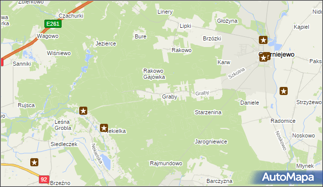 mapa Graby gmina Czerniejewo, Graby gmina Czerniejewo na mapie Targeo