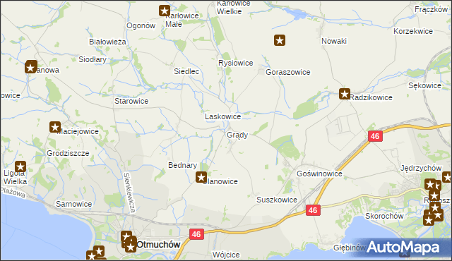 mapa Grądy gmina Otmuchów, Grądy gmina Otmuchów na mapie Targeo