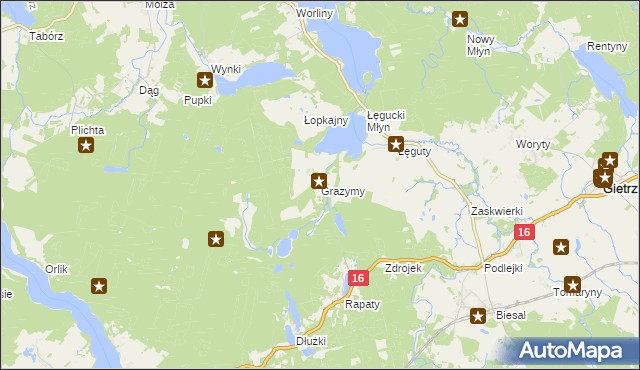 mapa Grazymy, Grazymy na mapie Targeo