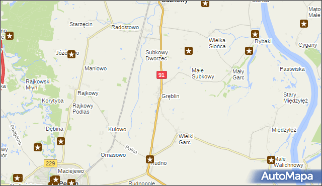 mapa Gręblin, Gręblin na mapie Targeo