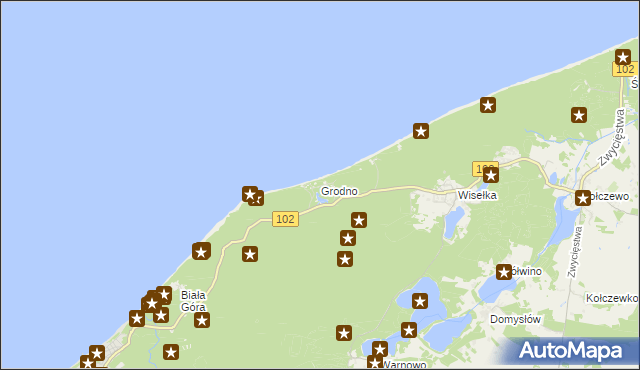 mapa Grodno gmina Międzyzdroje, Grodno gmina Międzyzdroje na mapie Targeo