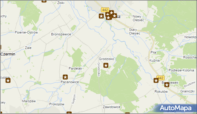 mapa Grodzisko gmina Pleszew, Grodzisko gmina Pleszew na mapie Targeo