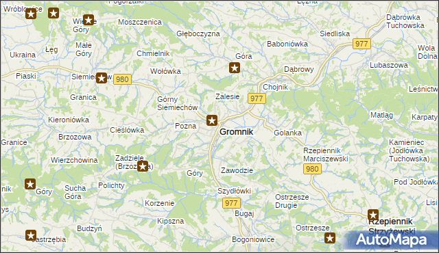 mapa Gromnik powiat tarnowski, Gromnik powiat tarnowski na mapie Targeo