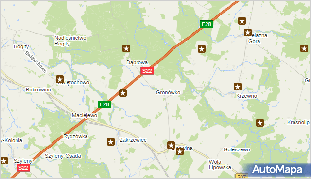mapa Gronówko gmina Braniewo, Gronówko gmina Braniewo na mapie Targeo