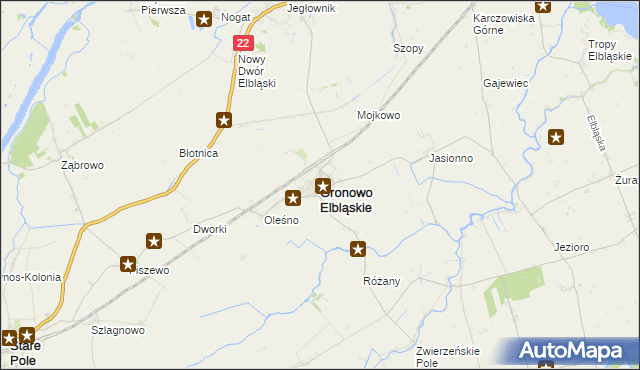mapa Gronowo Elbląskie, Gronowo Elbląskie na mapie Targeo