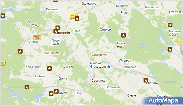 mapa Gruszczyn gmina Krasocin, Gruszczyn gmina Krasocin na mapie Targeo