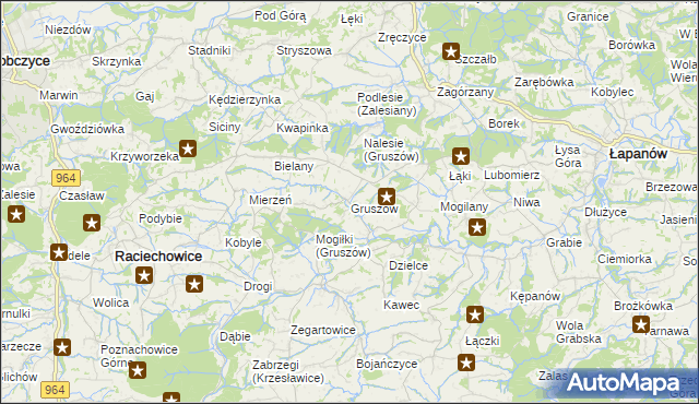 mapa Gruszów gmina Raciechowice, Gruszów gmina Raciechowice na mapie Targeo